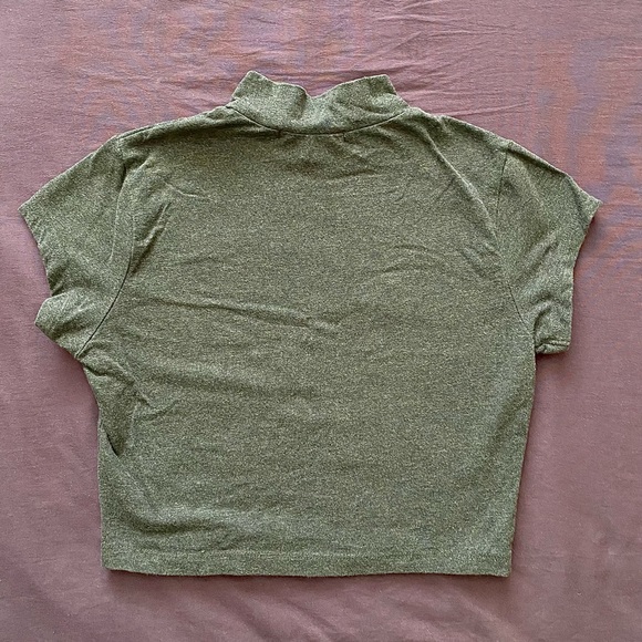 Urban Planet Dark Grey Mock Neck Crop Top - Picture 5 of 6